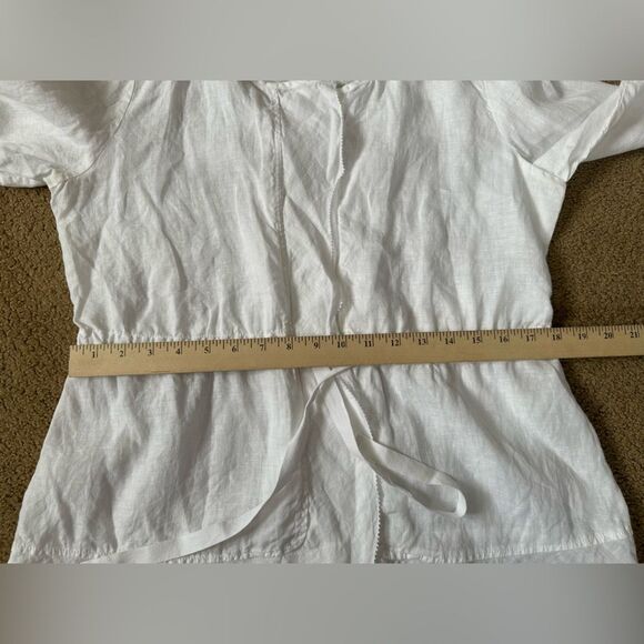 Eileen Fisher White Irish Linen Tie Front Jacket Blazer Top Size S - Picture 11 of 12